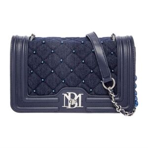 NWT Badgley Mischka DENIM DIAMOND QUILTED CROSSBODY W/MATCHING PEARLS $159